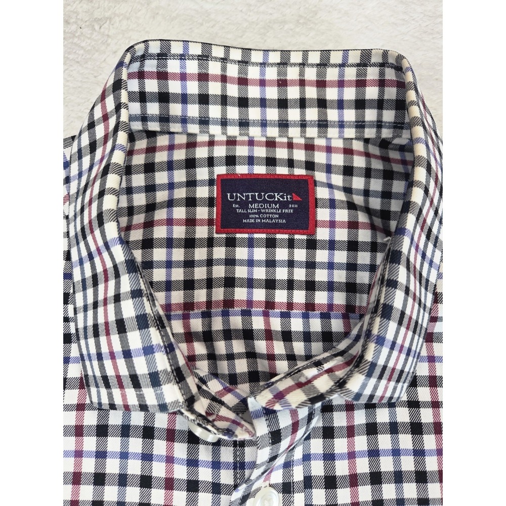 UNTUCKit Shirt Mens Medium Slim Tall Terravant Plaid Button Down Wrinkle Free - Picture 4 of 8